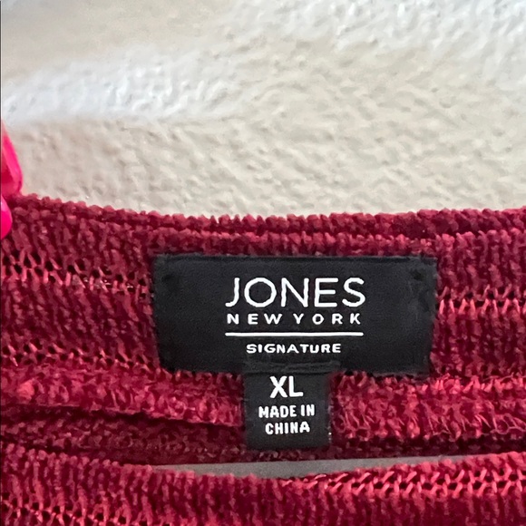 Jones New York Burgundy Striped Blouse - Picture 4 of 6